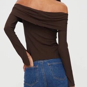 Princess Polly Parveen off the shoulder top brown